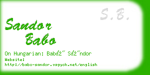 sandor babo business card